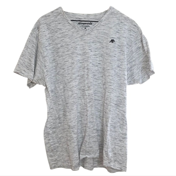 Aeropostale Heather Gray V-Neck Short Sleeve Tee - Picture 1 of 5